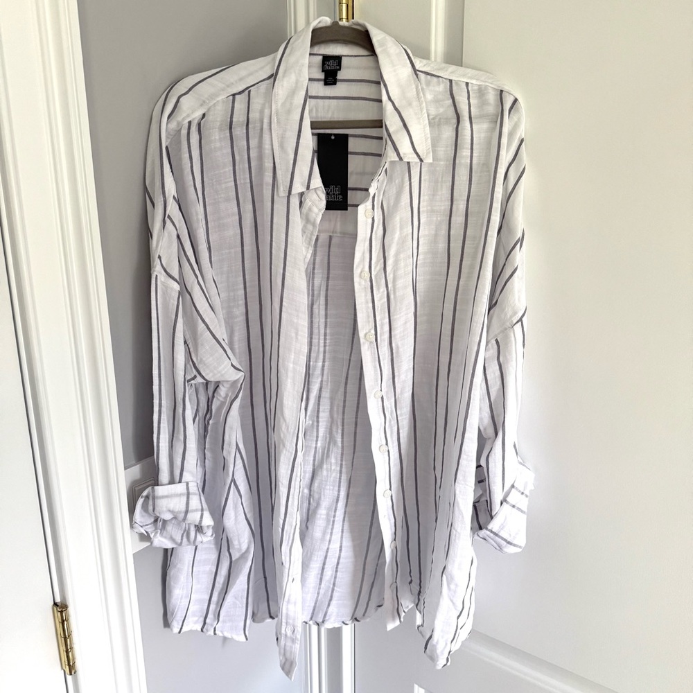 Wild Fable White and Black Striped Shirt
